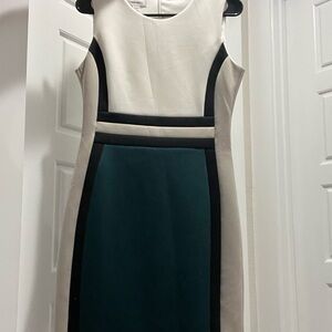 Calvin Klein Green and Black Sheath Midi Dress